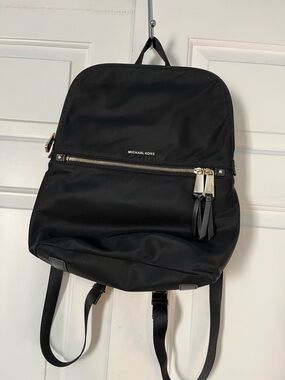 Michael Kors Black Nylon Backpack with Gold Accents